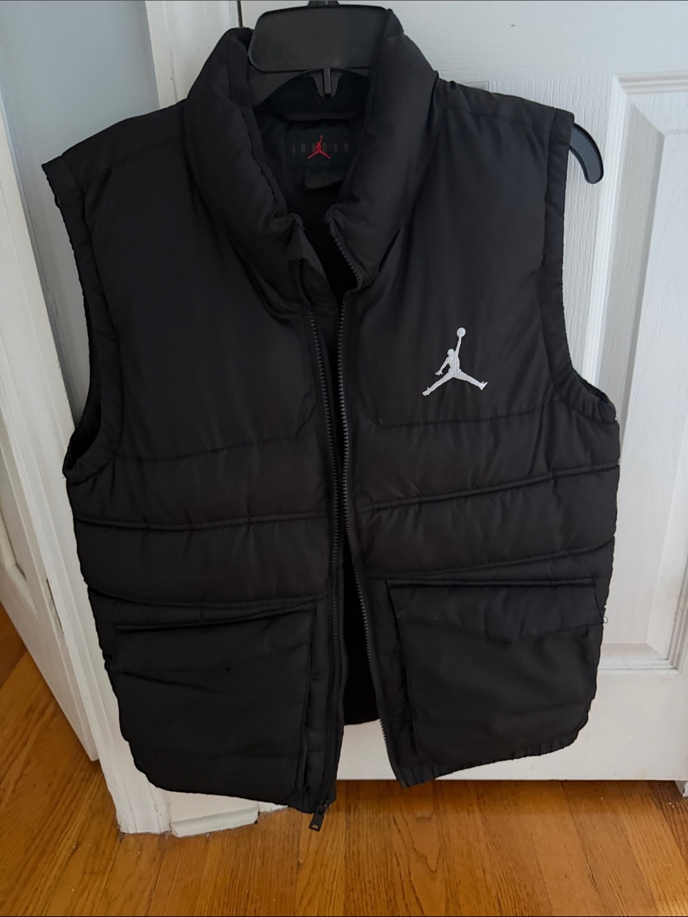 Jordan Black Puffer Vest with White Jumpman Logo big boys